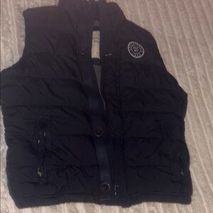 Abercrombie & Fitch Black Quilted Puffer Vest with Badge